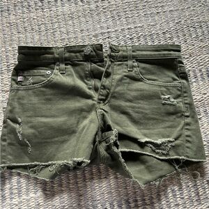 Aged denim jean shorts